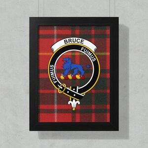 Bruce Clan Crest Framed Poster, Scottish Tartan Art, Family Heritage Decor, Scotland Souvenir, Scottish Gift Idea