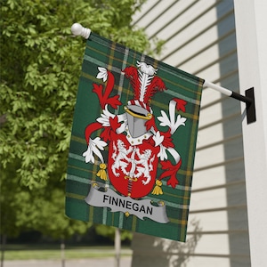 Finnegan Irish Coat of Arms Garden Flag, Irish Surname, Celtic Tartan, Family Pride, Outdoor Decor, Unique Gift, Personalized Decor
