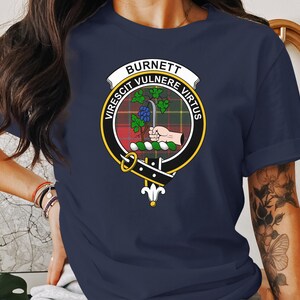 Burnett Clan Crest T-Shirt,Scottish Sweatshirt, Tartan Family, Highland Games Apparel