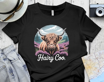 Maglietta con mucca delle Highlands, maglietta con mucca pelosa, maglietta con mucca scozzese, maglietta con bovini, animali da fattoria, maglietta con bovini delle Highlands, regalo scozzese, regalo per amanti delle mucche
