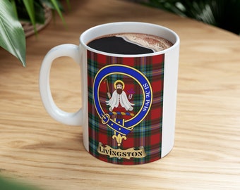 Clan Livingston Scottish Tartan Crest Mug, Scottish Clan Mug, Livingston Family Gift, Scottish Gift, Scotland Mug