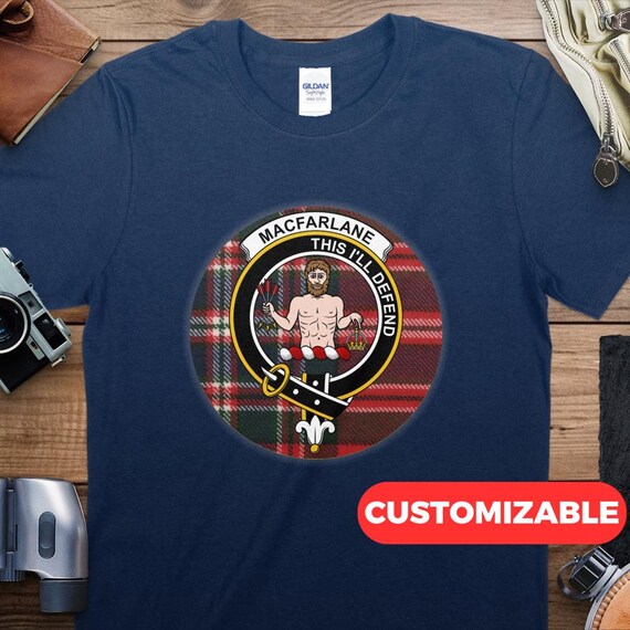T shirt con stemma del clan scozzese MacFarlane camicia scozzese del clan MacFarlane abbigliamento del clan orgoglio abbigliamento storico maglietta degli antenati scozzesi Etsy Italia