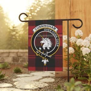 Cunningham Clan Scottish Tartan Flag, Garden Clan Garden Banner, Scottish Flag, Scottish Clan Gift, Scotland Flag