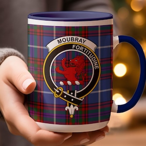 Moubray Clan Crest Mug, Scottish Tartan, Family Name Mug, Gift Idea, Scottish Mug, Clan Mug