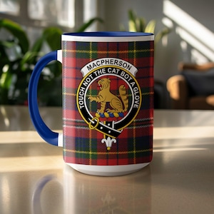Macpherson Clan Crest Mug, Tartan, Scottish Mug, Scotland Gift, Scottish Pride Mug, Gift for Him or Her