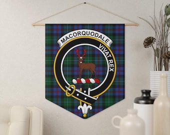 MacCorquodale Clan Crest Tartan Pennant: Scottish Heritage, Family Pride, Traditional Design