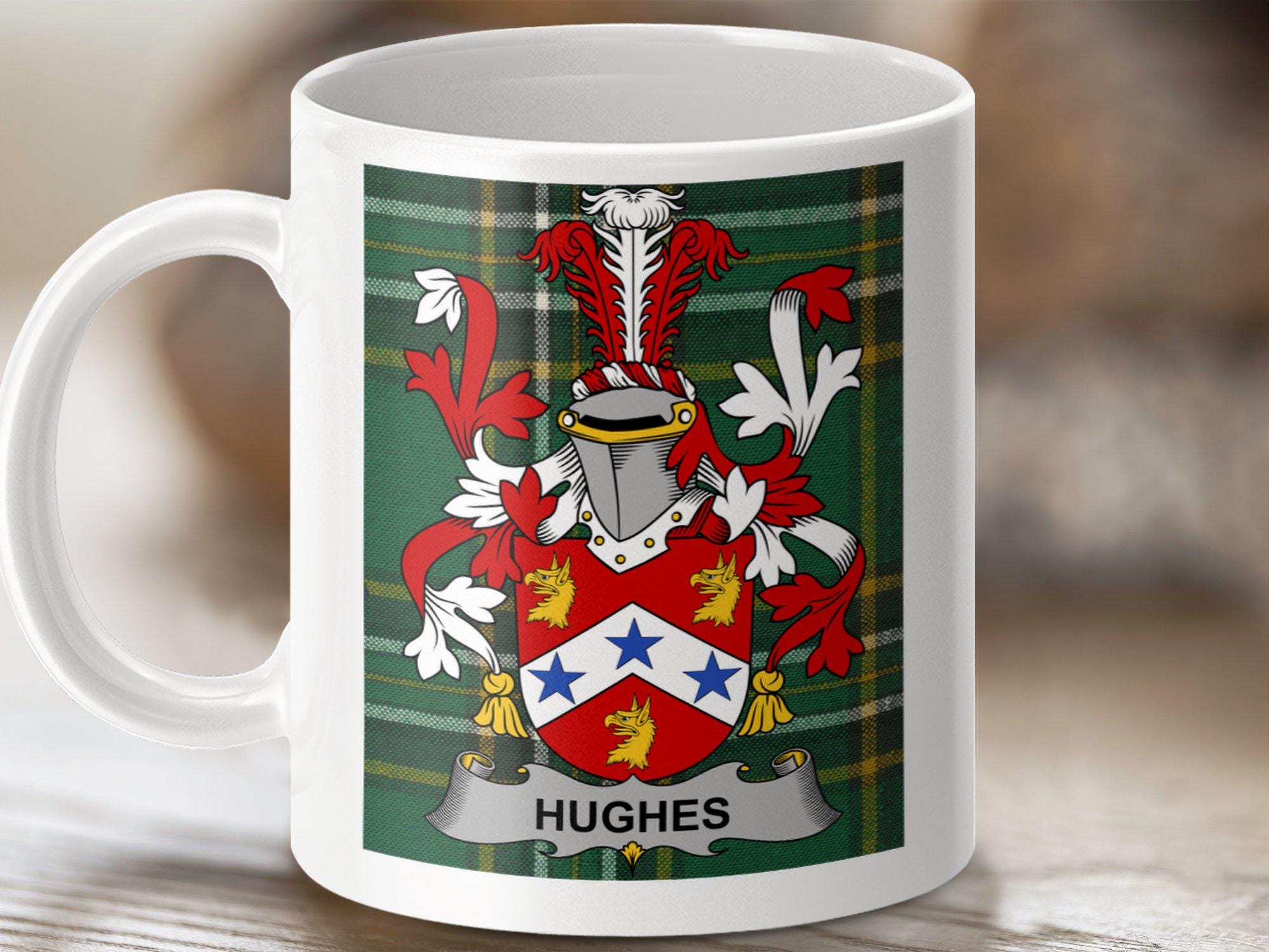 Custom Irish Coat Of Arms Mug: Personalized Surname, Tartan Design