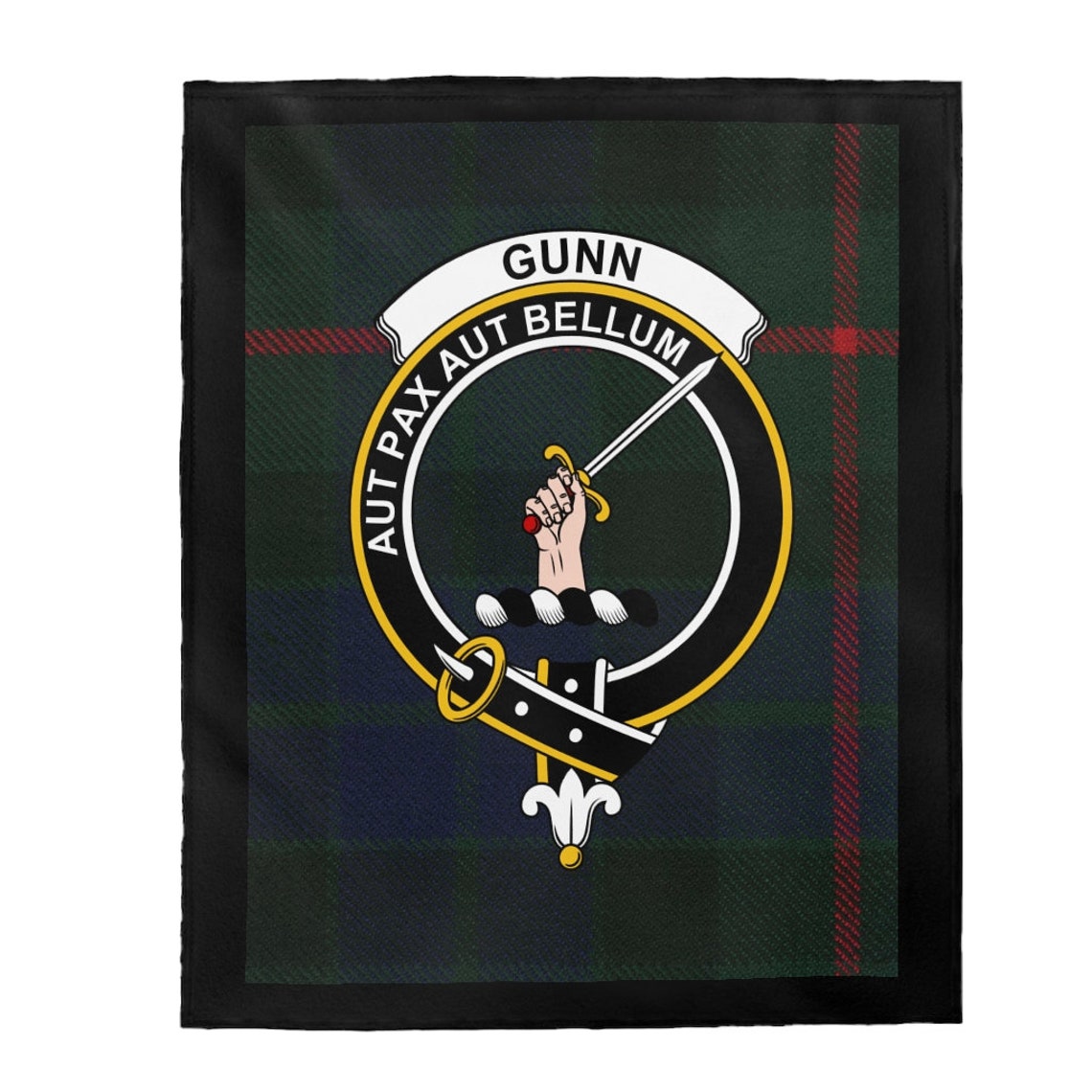 Clan Gunn Scottish Tartan Crest Blanket | Etsy