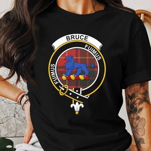 Bruce Clan Crest T-Shirt,Sweatshirt,Hoodie, Scottish Family Name,Scotland Lion Rampant Crest, Surname Gift, Heritage Apparel