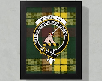Macmillan Clan Crest Framed Poster, Scottish Tartan Art, Family Heritage Decor, Scotland Gift, Ancestry Pride, Wall Art, Home Decor