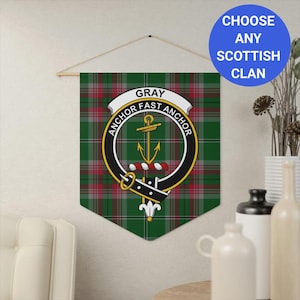 Clan Gray Wall Pennant, Scottish Clan Wall Decor, Anchor Fast Anchor, Heritage Home Decor, Wall Hanging Decoration, Clan Gray Banner