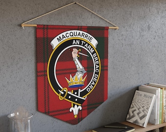 MacQuarrie Clan Crest Tartan Pennant: Scottish Heritage, Family Pride, Display