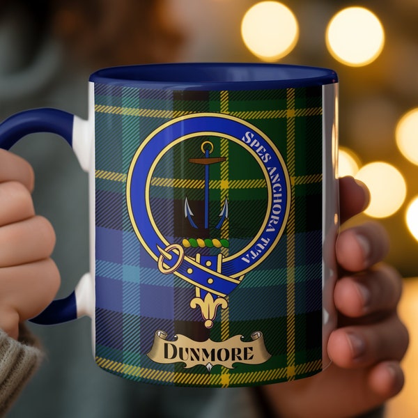 Tasse à écusson Dunmore du clan écossais, tasse à café personnalisée en tartan, ustensiles de cuisine uniques avec emblème familial, cadeaux ancestraux, tasses à collectionner