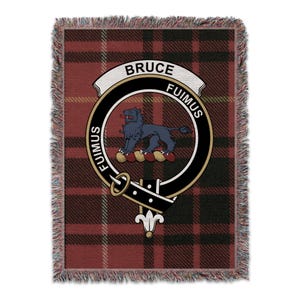 Bruce Clan Crest Tartan Blanket, Bruce Family Heritage Throw, Scottish Ancestry Bruce Plaid Blanket, Clan Bruce Woven Blanket, Bruce Surname