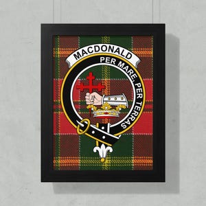 Macdonald Clan Crest Framed Poster, Scottish Tartan Art, Family Heritage Decor, Clan Pride Gift, Scottish Gift, Crest Art