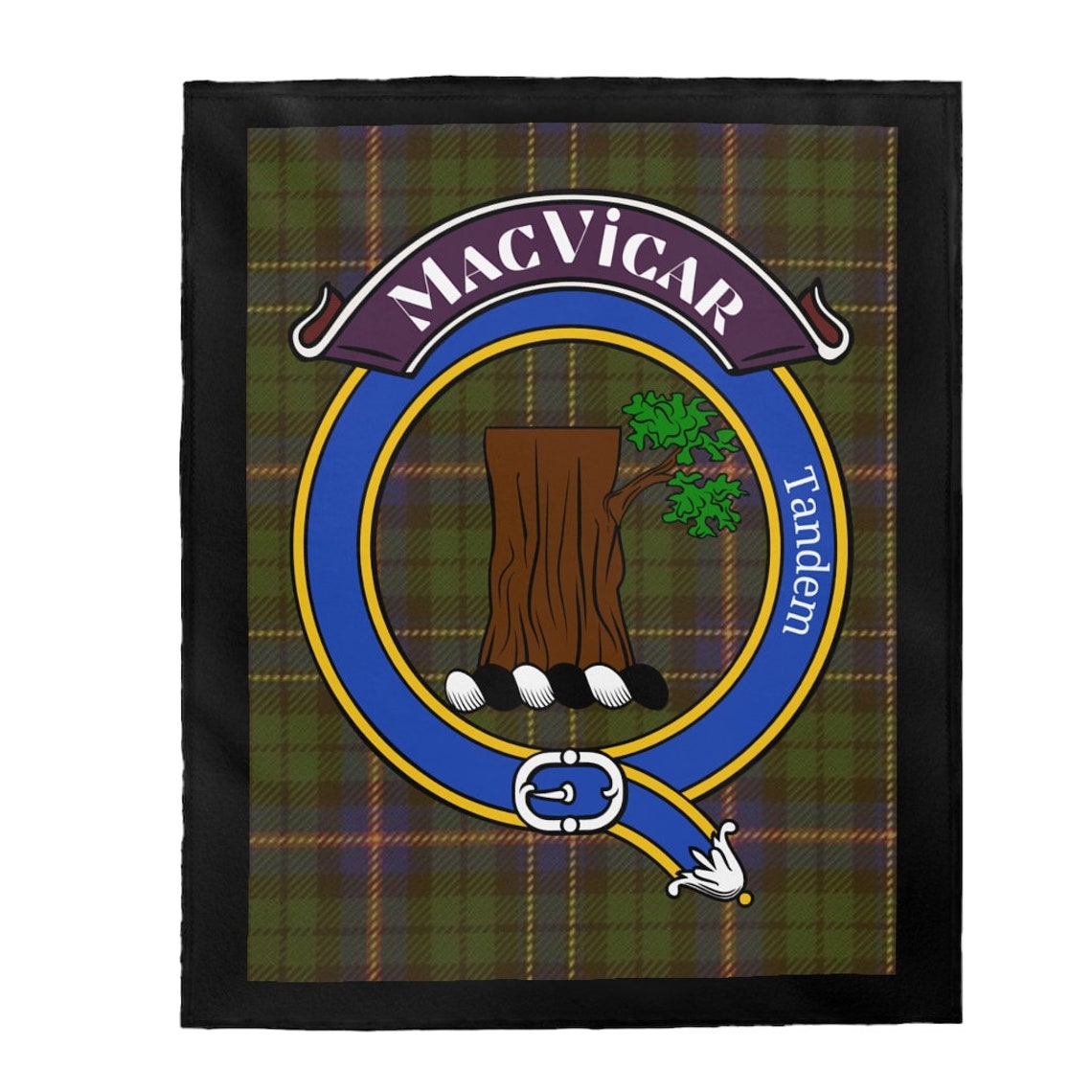 Clan MacVicar Scottish Tartan Crest Blanket | Etsy