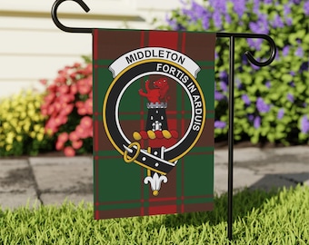 Bandiera da giardino con stemma del clan Middleton in tartan, bandiera da giardino Middleton, bandiera del clan scozzese Middleton, decorazione per esterni, bandiera con stemma del clan