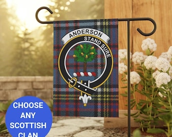 Anderson Scottish Clan Crest Garden Flag, Personalized Clan Tartan Flag, Outdoor Decor, Clan Anderson Flag for Garden, Scottish Decorations