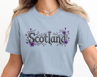 Scotland T-Shirt, Scottish Heritage Tee, Vintage Scotland Floral Shirt, Edinburgh Novelty Top, Unique Scotland Gift