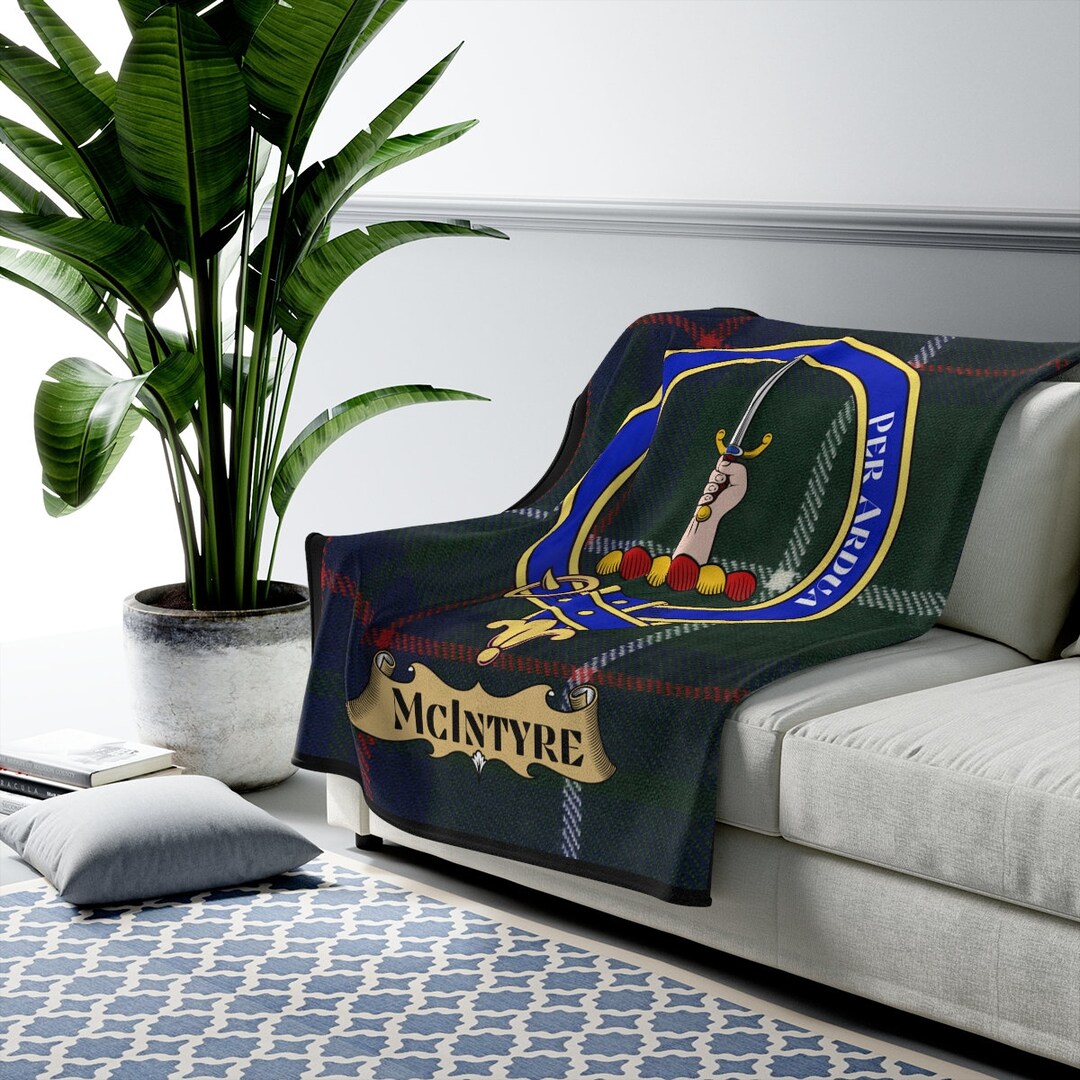 Clan Mcintyre Scottish Tartan Blanket, Scottish Heraldry Gift, Scottish