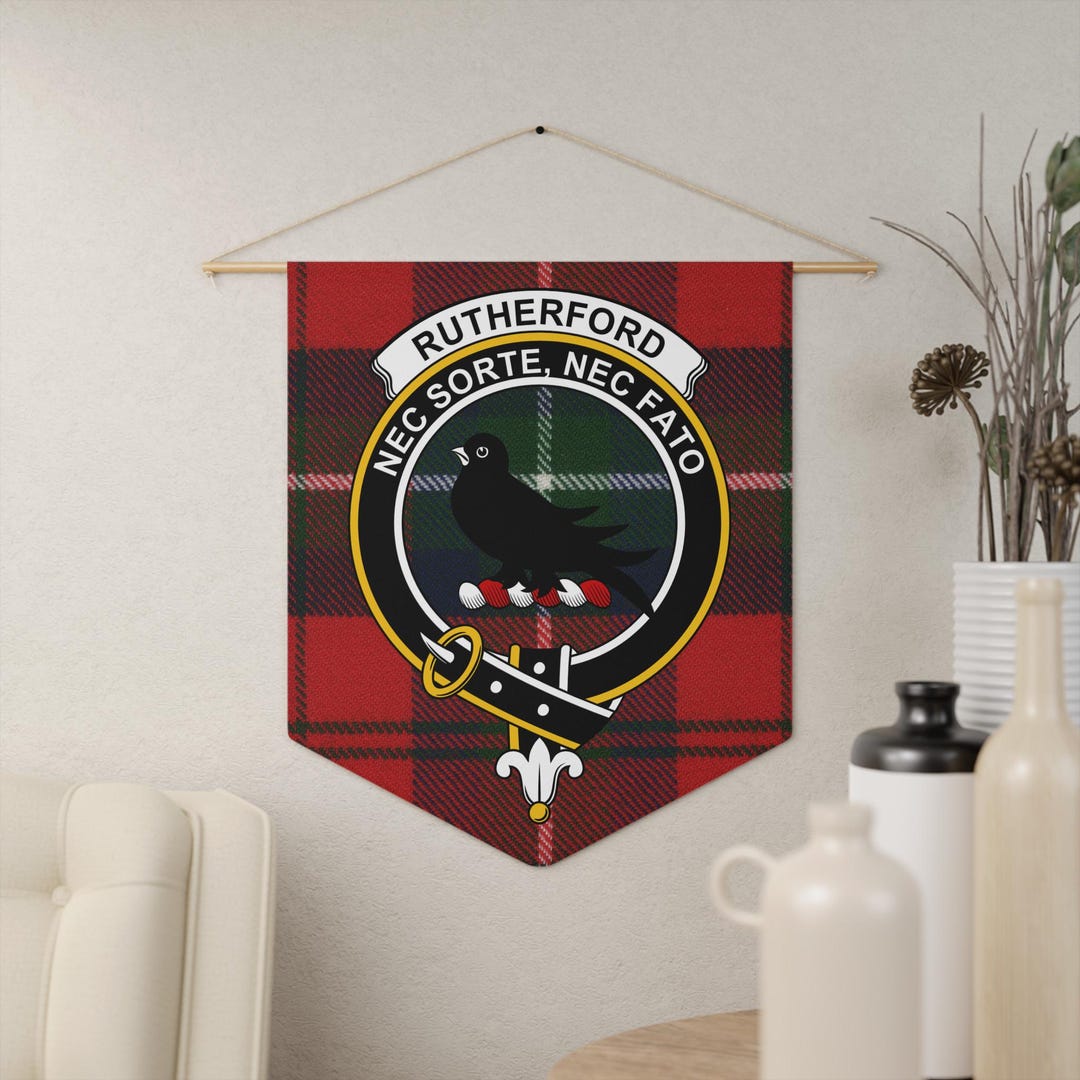 Rutherford Clan Crest Pennant: Tartan, Scottish, Heraldic, Family Pride ...
