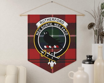 Rutherford Clan Crest Pennant: Tartan, Scottish, Heraldic, Family Pride