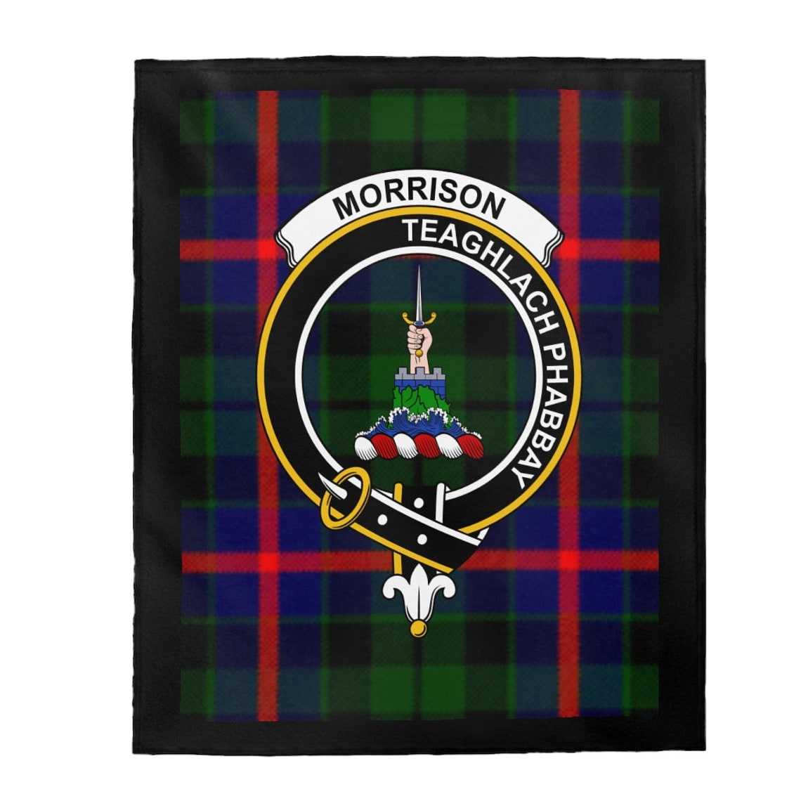 Clan Morrison Scottish Tartan Crest Blanket | Etsy