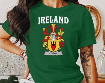 Logan Irish Coat of Arms T-Shirt: Family Crest Heritage Tee