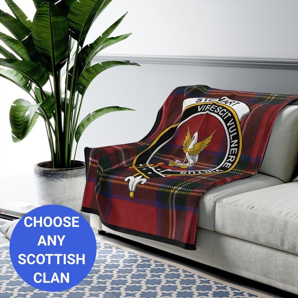 Personalized Scottish Clan Tartan Blanket: Custom Crest Throw - Etsy