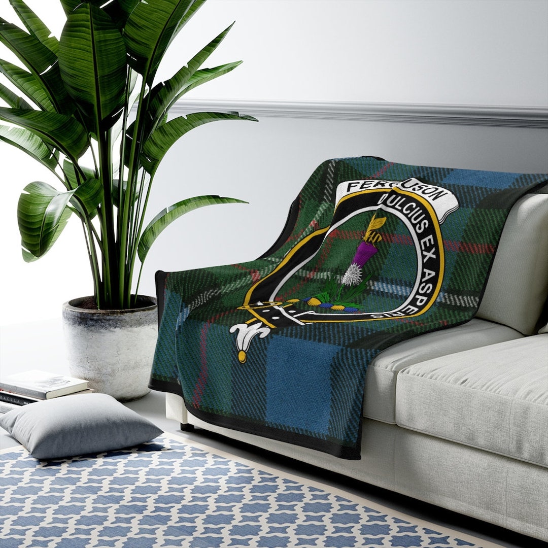 Clan Ferguson Scottish Tartan Crest Blanket Etsy