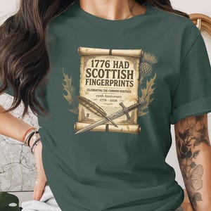 Scottish Fingerprints 1776-2026 250th anniversary t-shirt design.