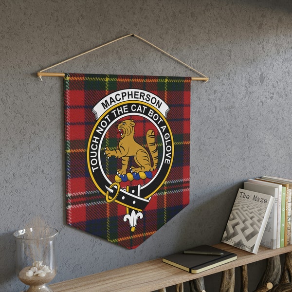 MacPherson Clan Scottish Tartan Pennant, MacPherson Family Scottish Wall Hanging, Scottish Clan Wall Decoration, Scottish Fathers Day Gift