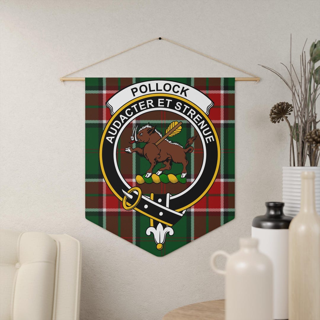 Pollock Clan Crest Tartan Pennant: Scottish Heritage, Family Pride ...