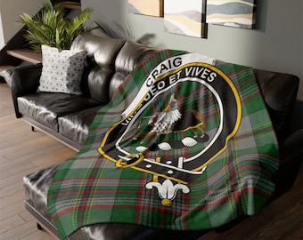 Craig Clan Crest Tartan Minky-filt, skotskt kulturarvspläd