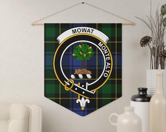 Mowat Clan Crest Tartan Wimpel: Schots erfgoed, Family Pride, decoratief