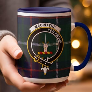 MacIntyre Scottish Clan Crest Tartan Mug, Scottish Family Name Surname, Heritage Gift Idea