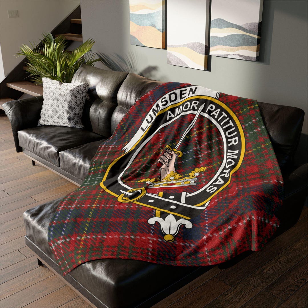Lumsden Scottish Clan Crest Tartan Soft Polyester Minky Blanket, Cozy ...