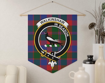 Walkinshaw Clan Crest Tartan Pennant: Scottish Family Heritage, Wall Decor