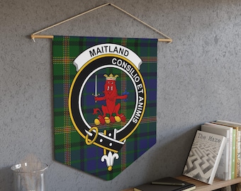 Maitland Clan Crest Tartan Wimpel: Scottish Family Heritage, Lion Rampant, Crest