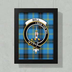 Bell Clan Crest Framed Poster, Scottish Tartan Art, Family Heritage Decor, Scotland Gift, Clan Pride Wall Art, Scottish Home Decor, Gift