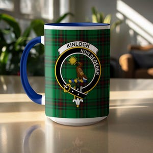 Kinloch Scottish Clan Crest Mug, Tartan Mug, Scotland Family Name Mug, Scottish Pride Gift, Gift for Him Her