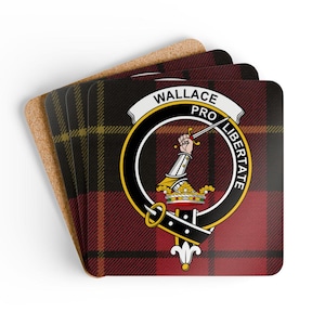 Wallace Coaster Set: Tartan, Heritage, Scottish Pride, Clan Crest