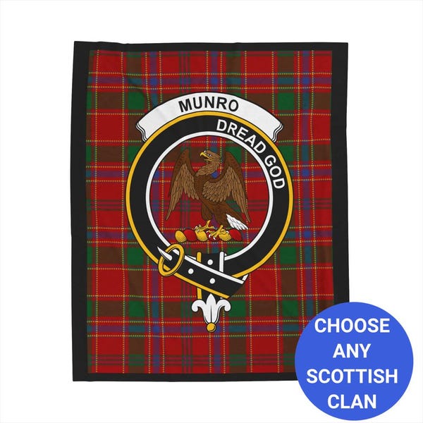 Munro Tartan Crest Premium Blanket - Thistle Style
