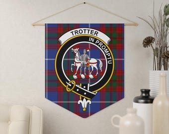 Trotter Clan Crest Tartan Pennant: Scottish Heritage, Colorful Crest