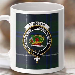 Douglas Clan Crest Mug, Scottish Tartan Mug, Personalized Mug, Scotland Gift, Custom Scottish Mug, Clan Douglas Mug, Crest Mug, 11oz 15oz