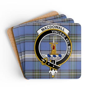 Macdowall Coaster Set: Tartan, Clan Crest, Scottish Pride