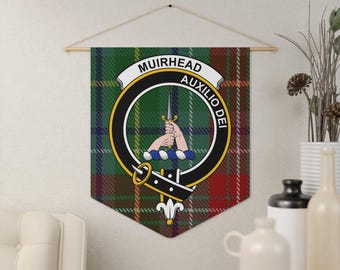 Muirhead Clan Crest Pennant: Tartan, Scottish, Heraldic, Family Pride