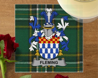 Fleming Irish Tartan Getränke- und Luncheon-Servietten, Hochzeit, Braut, Familientreffen, Wappen