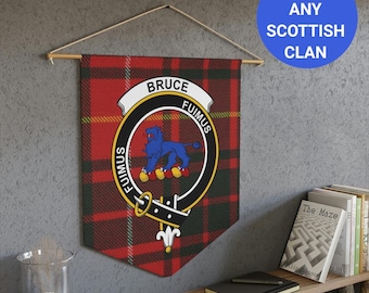 Pancarta mural con el tartán del clan Bruce: decoración de la herencia familiar escocesa.
