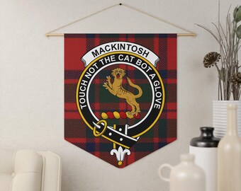 Mackintosh Clan Crest Tartan Pennant: Scottish Heritage, Family Pride, Wall Decor